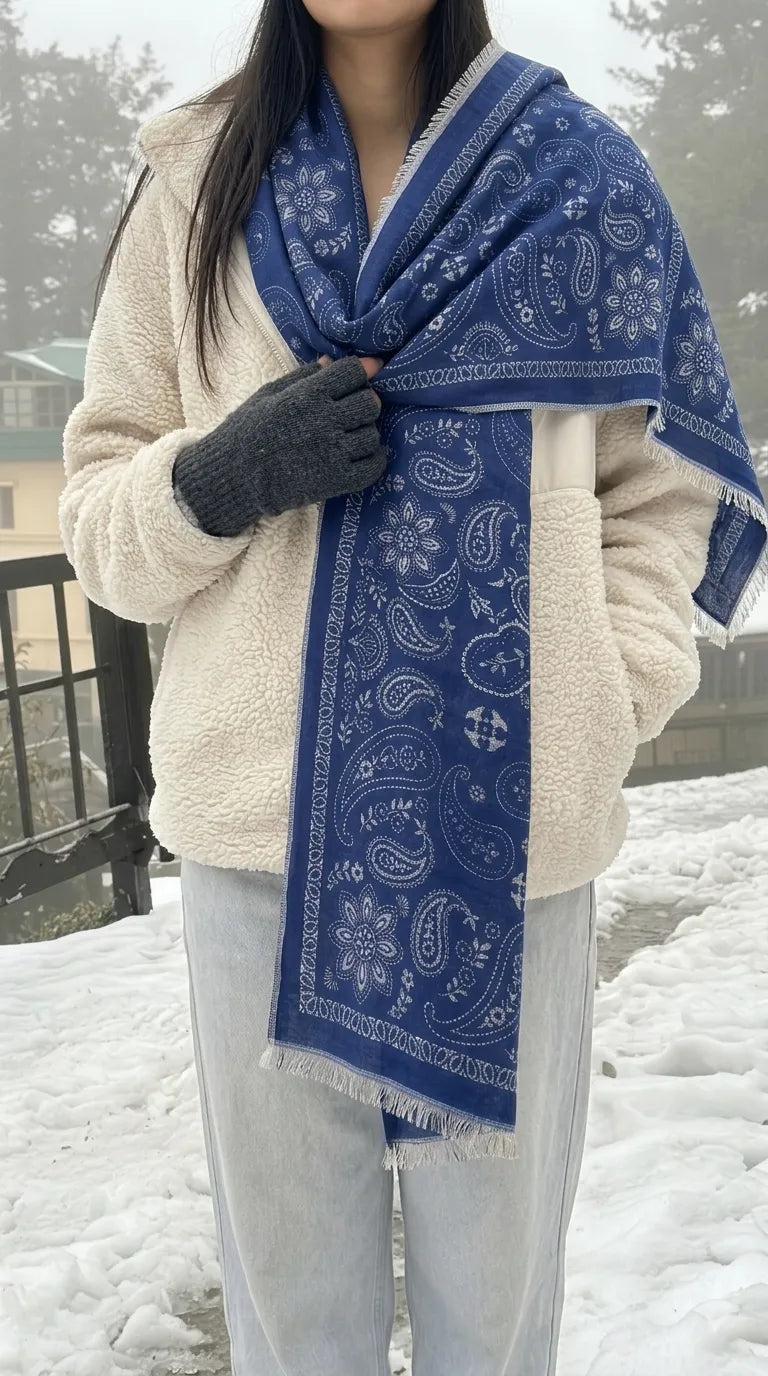 Navy Winter Acrylic Stole PW614148