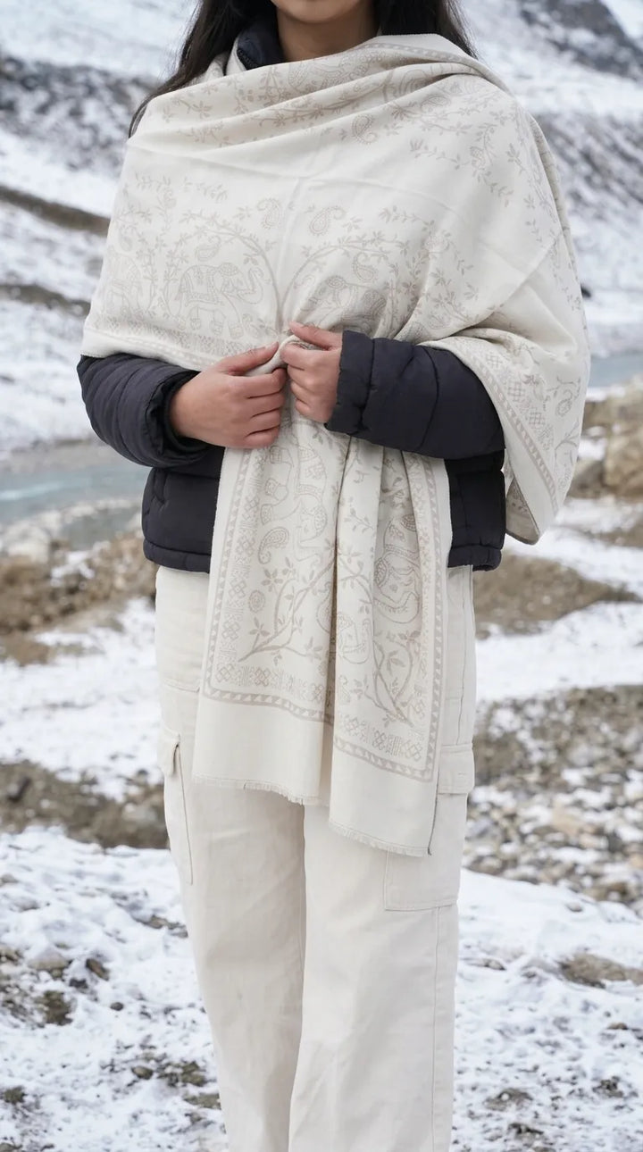 Cream Winter Acrylic Stole PW614208