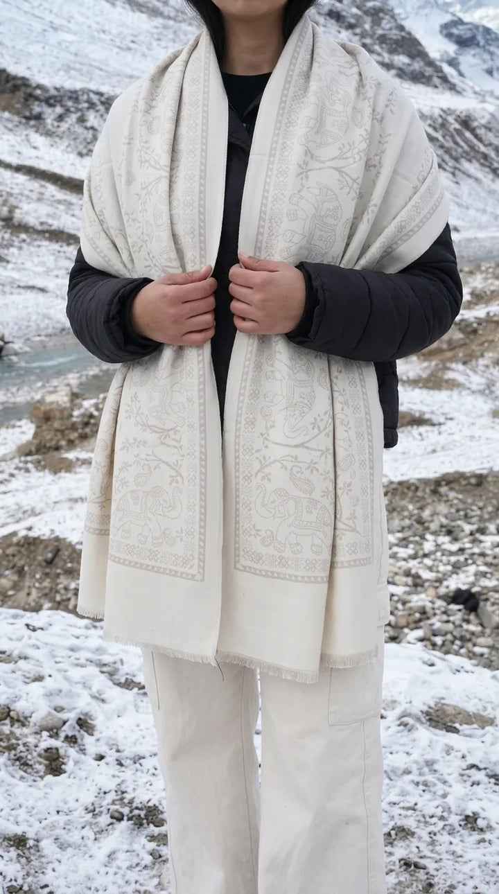 Cream Winter Acrylic Stole PW614208