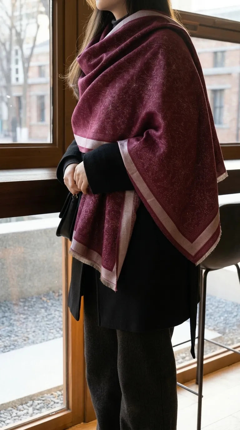 Maroon Winter Acrylic Stole PW614305