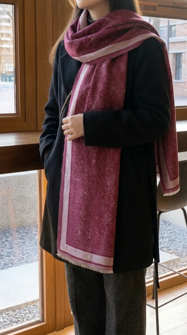 Maroon Winter Acrylic Stole PW614305
