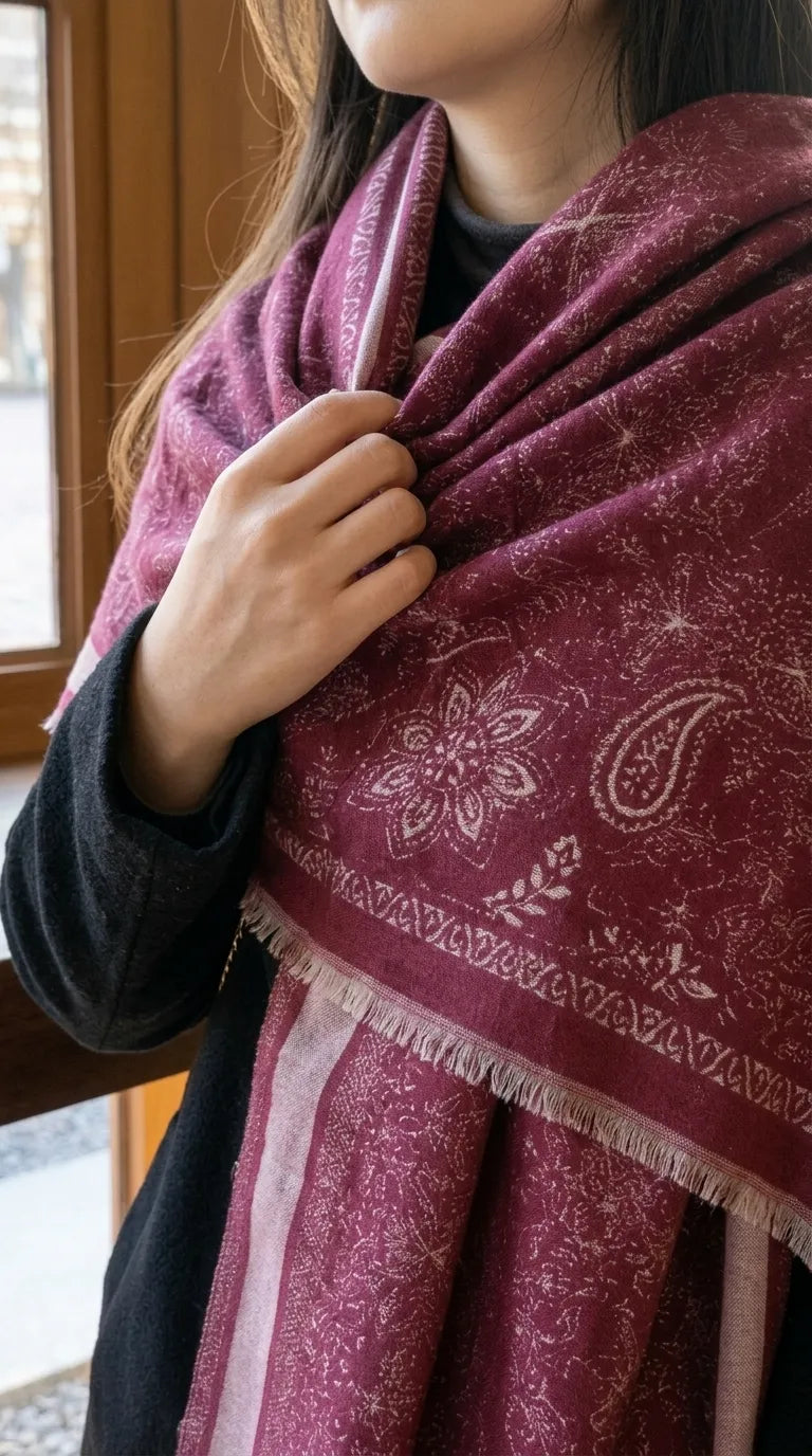 Maroon Winter Acrylic Stole PW614305