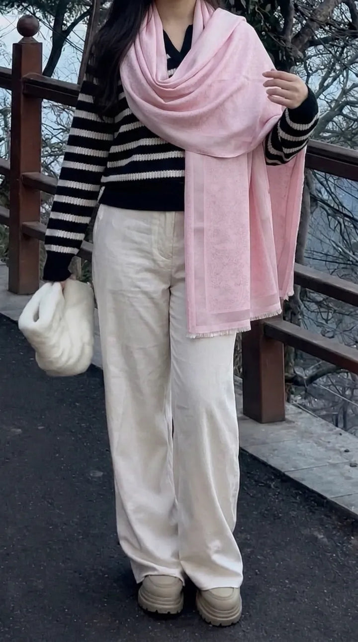 Tea Pink Winter Acrylic Stole PW6143B1