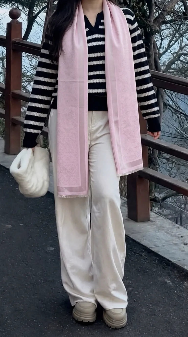 Tea Pink Winter Acrylic Stole PW6143B1