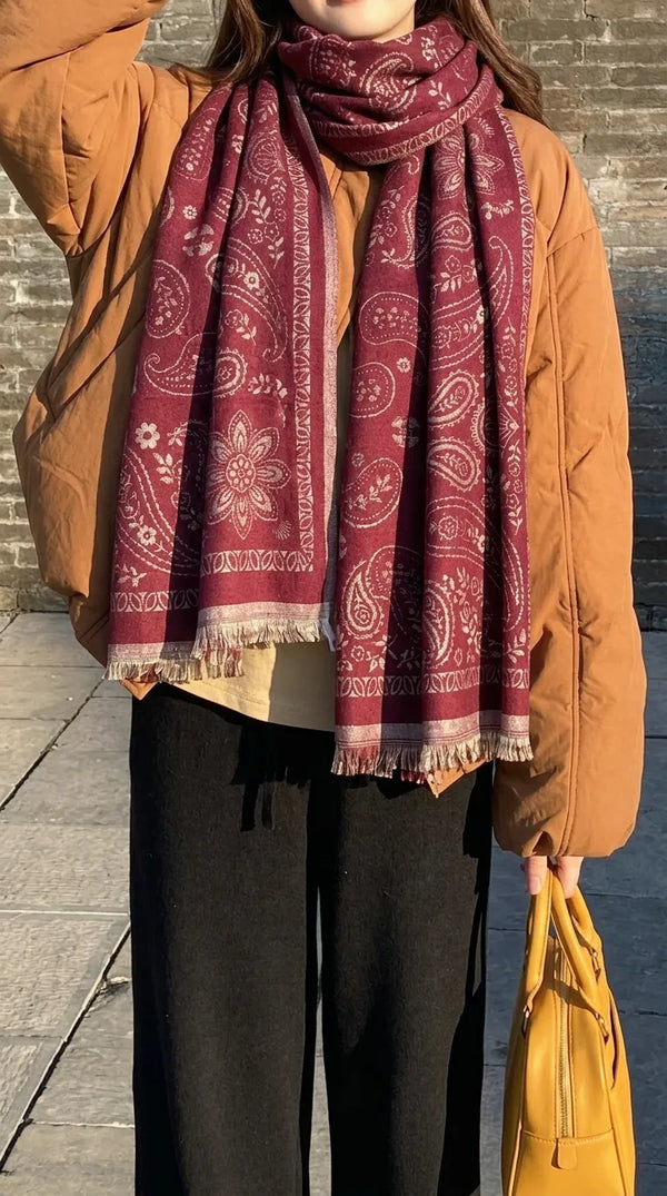 Red Winter Acrylic Stole PW614413