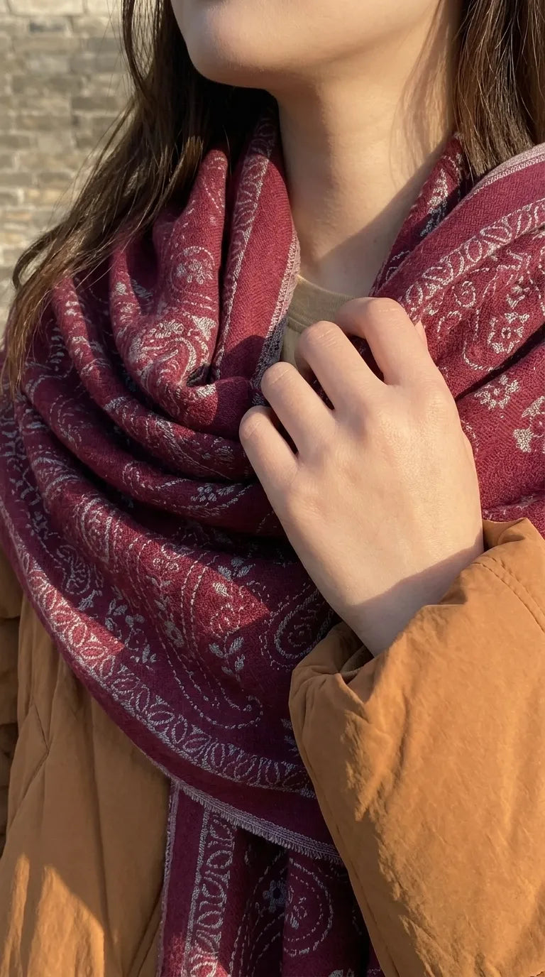 Red Winter Acrylic Stole PW614413