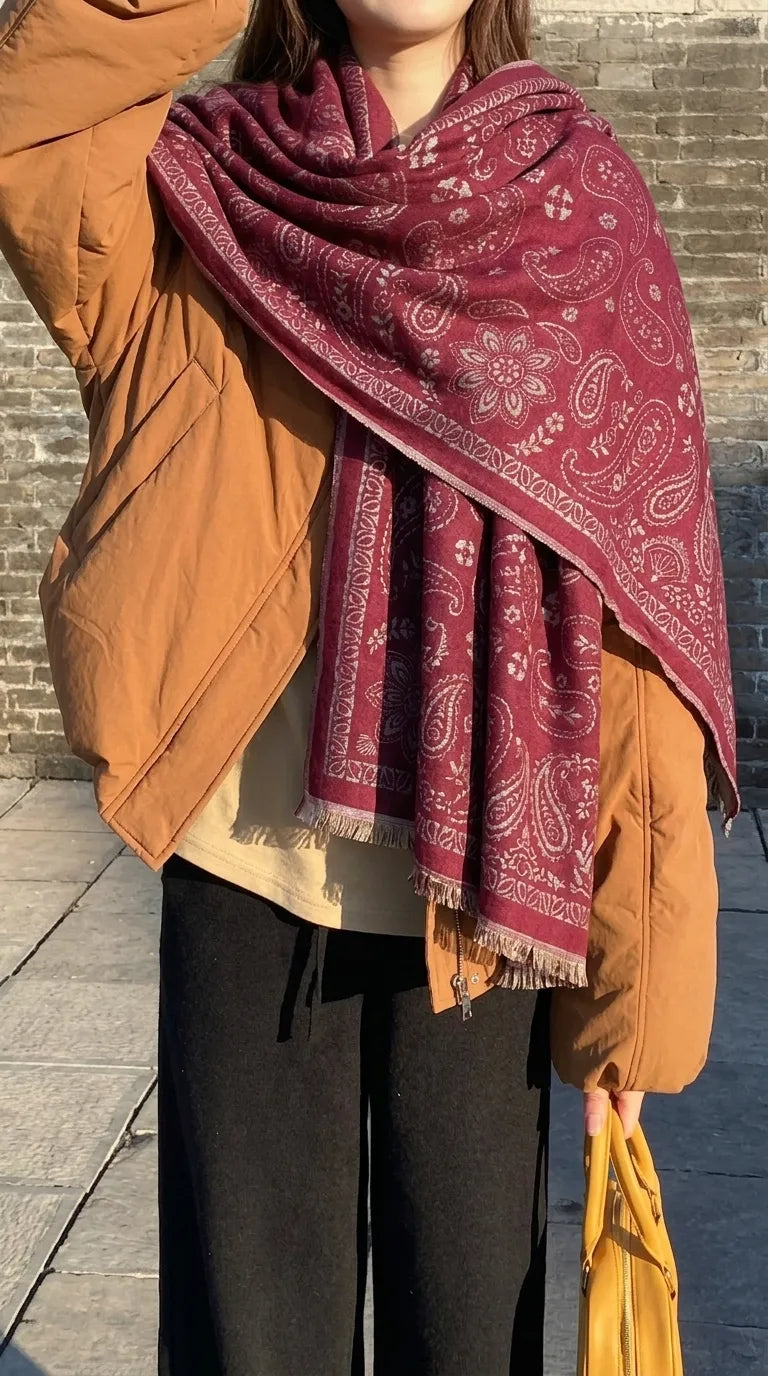 Red Winter Acrylic Stole PW614413