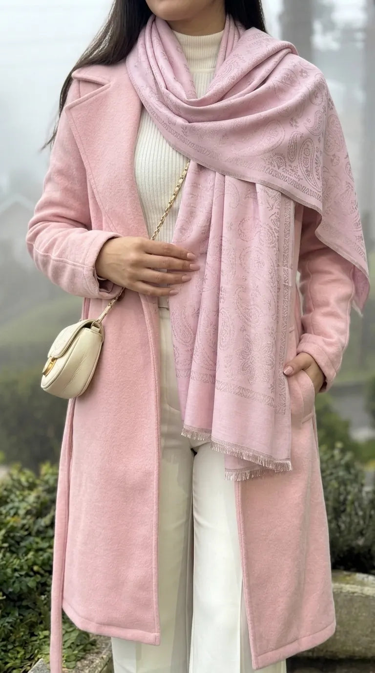 Tea Pink Winter Acrylic Stole PW6144B1