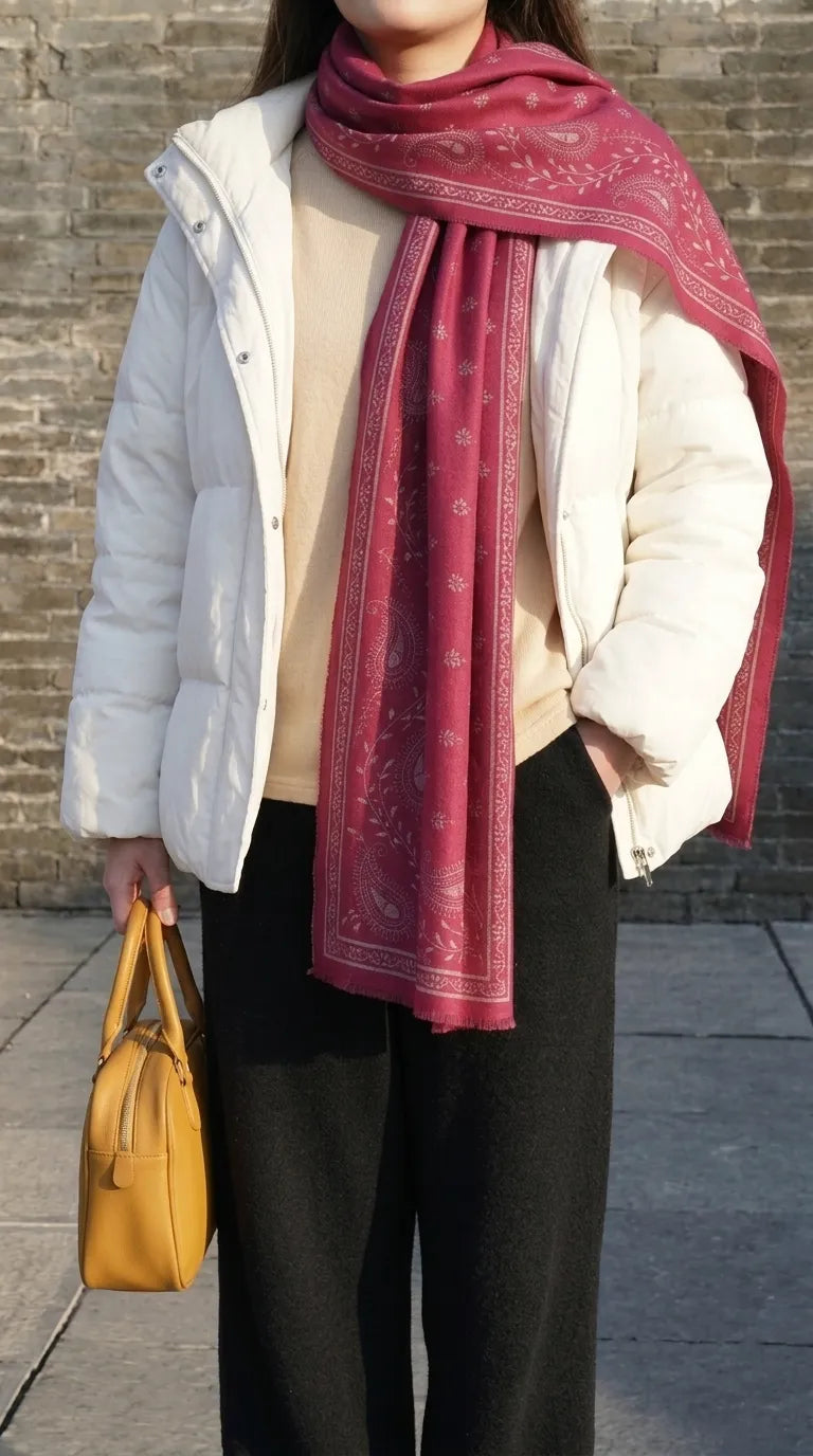 Maroon Winter Acrylic Stole PW614505