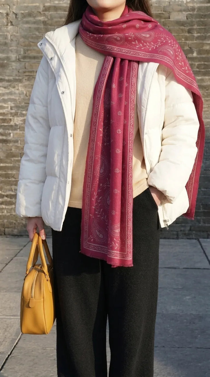 Maroon Winter Acrylic Stole PW614505
