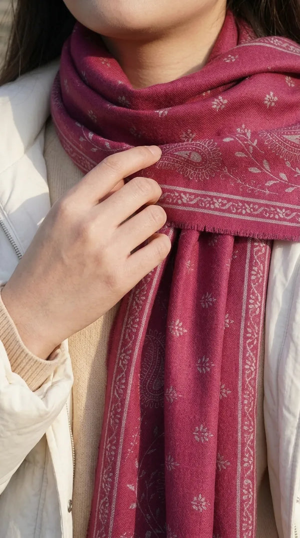 Maroon Winter Acrylic Stole PW614505