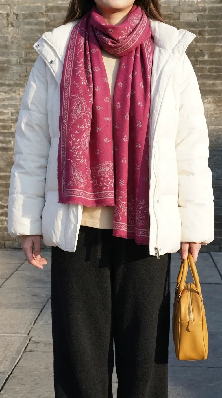 Maroon Winter Acrylic Stole PW614505