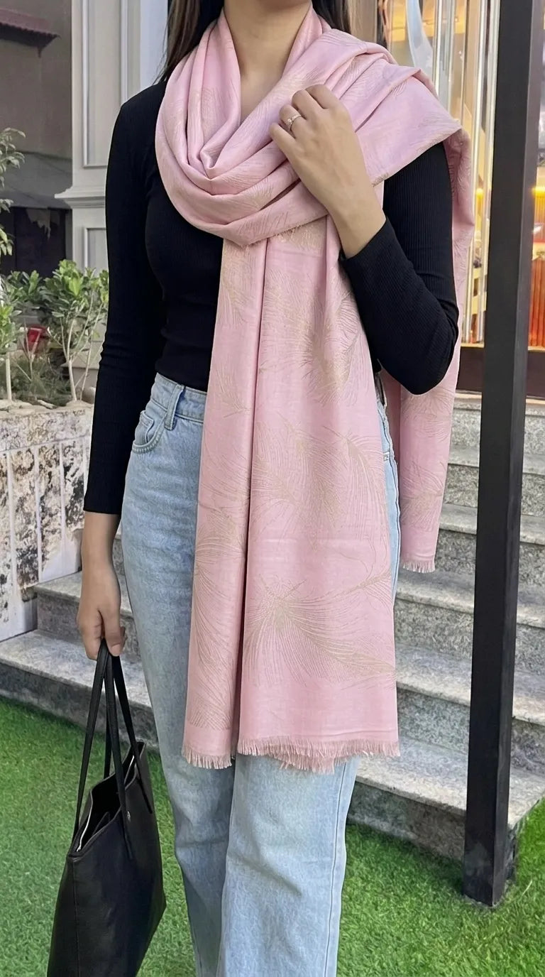 Tea Pink Winter Acrylic Stole PW6146B1