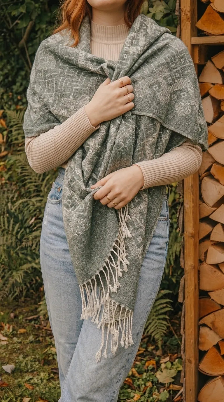 Olive Winter Acrylic Stole PW615140
