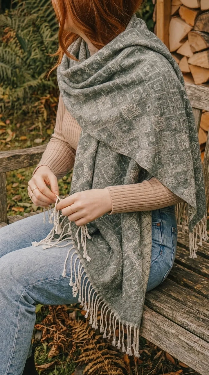 Olive Winter Acrylic Stole PW615140