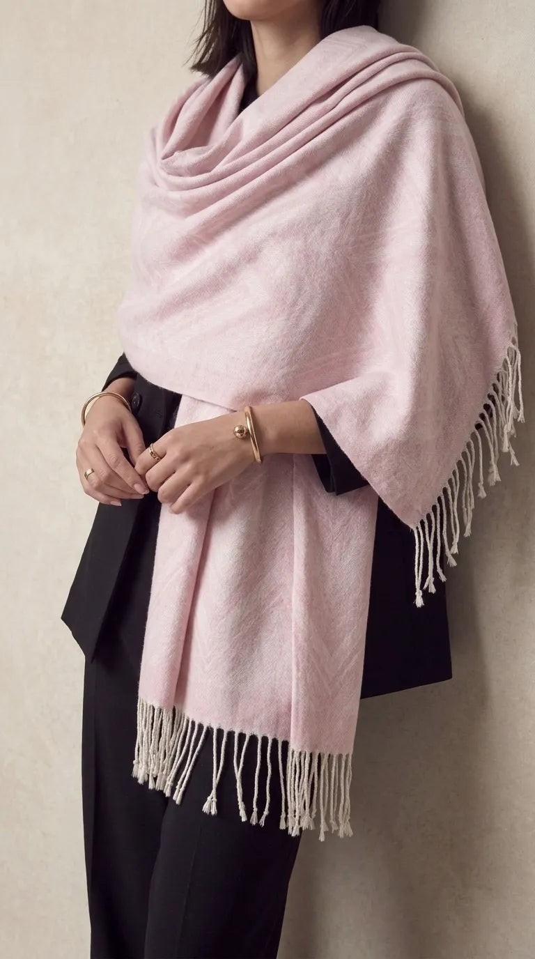 Tea Pink Winter Acrylic Stole PW6154B1