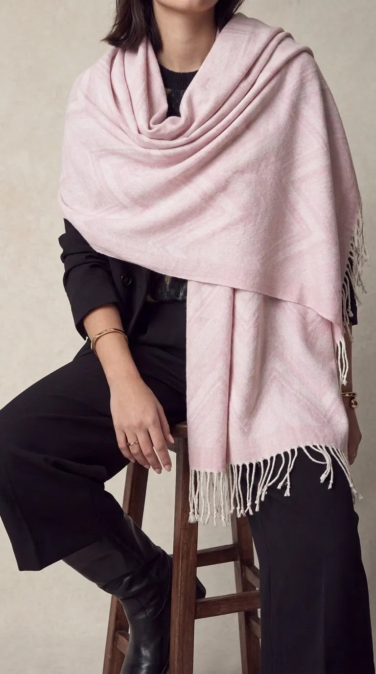 Tea Pink Winter Acrylic Stole PW6154B1