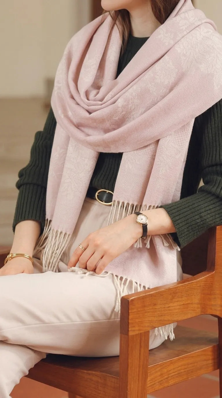 Tea Pink Winter Acrylic Stole PW6156B1