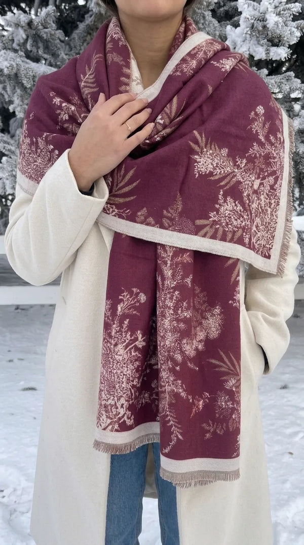 Maroon Winter Acrylic Stole PW616505