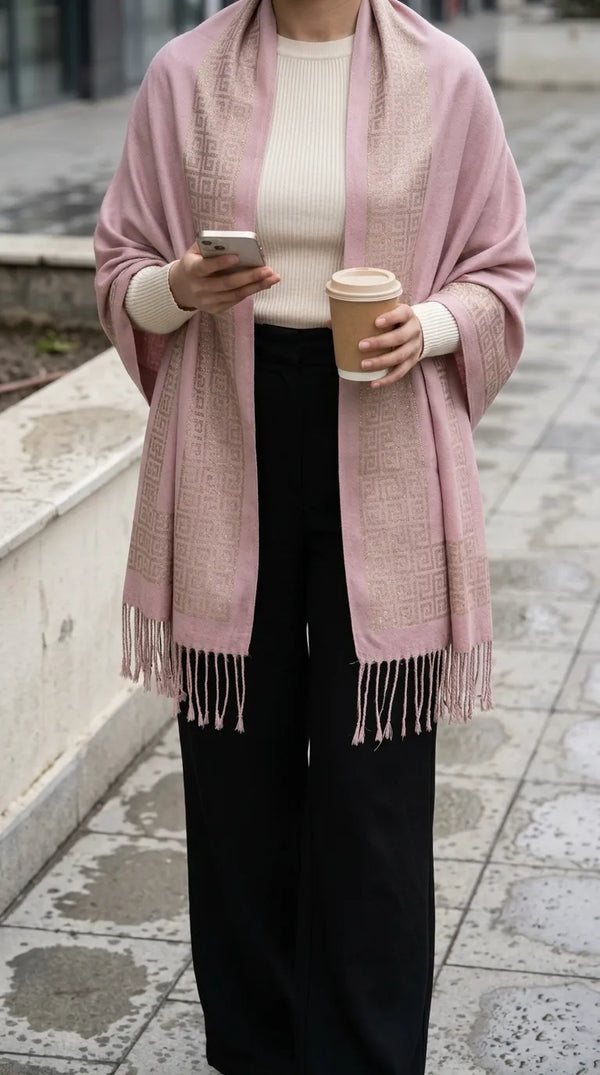 Tea Pink Winter Acrylic Stole PW6174B1