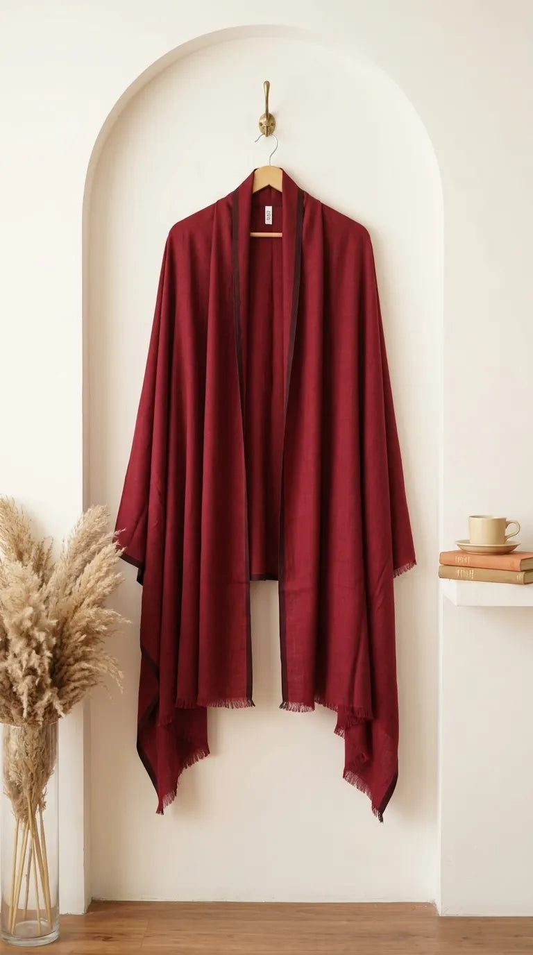 Maroon Winter Acrylic Shawl PW618605