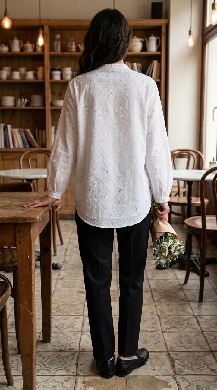 White Embellished Stitched Shirt PW625409