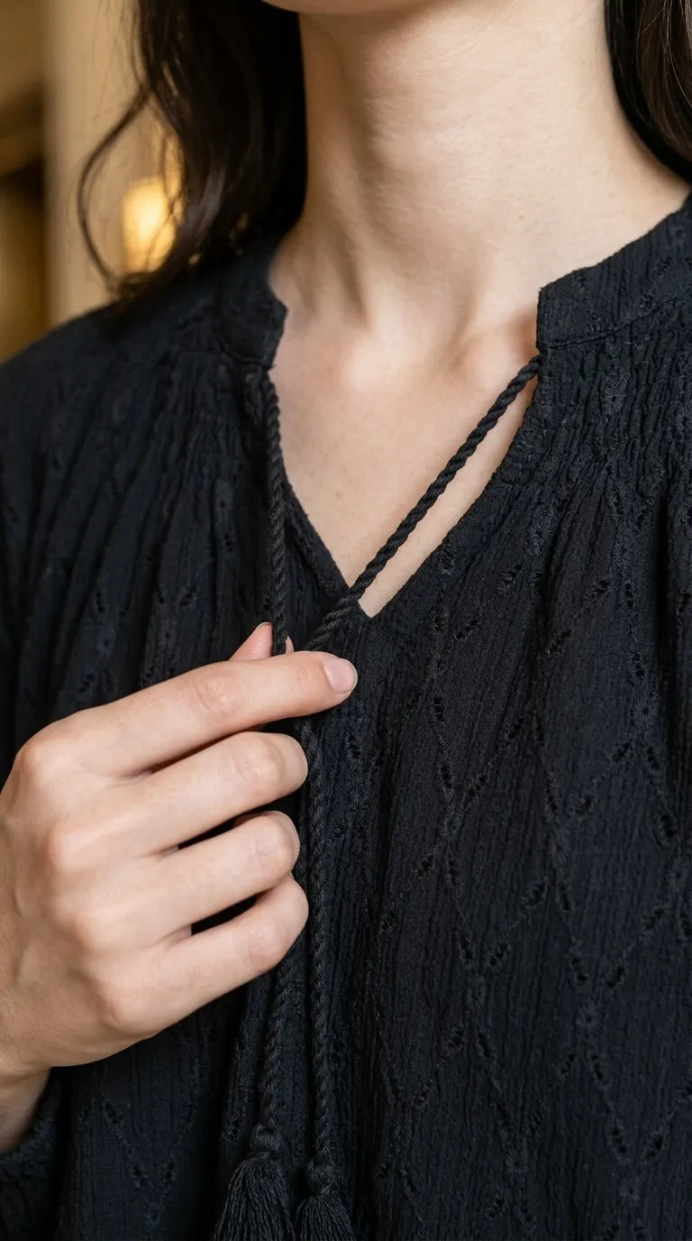 Black Embellished Stitched Shirt PW625501
