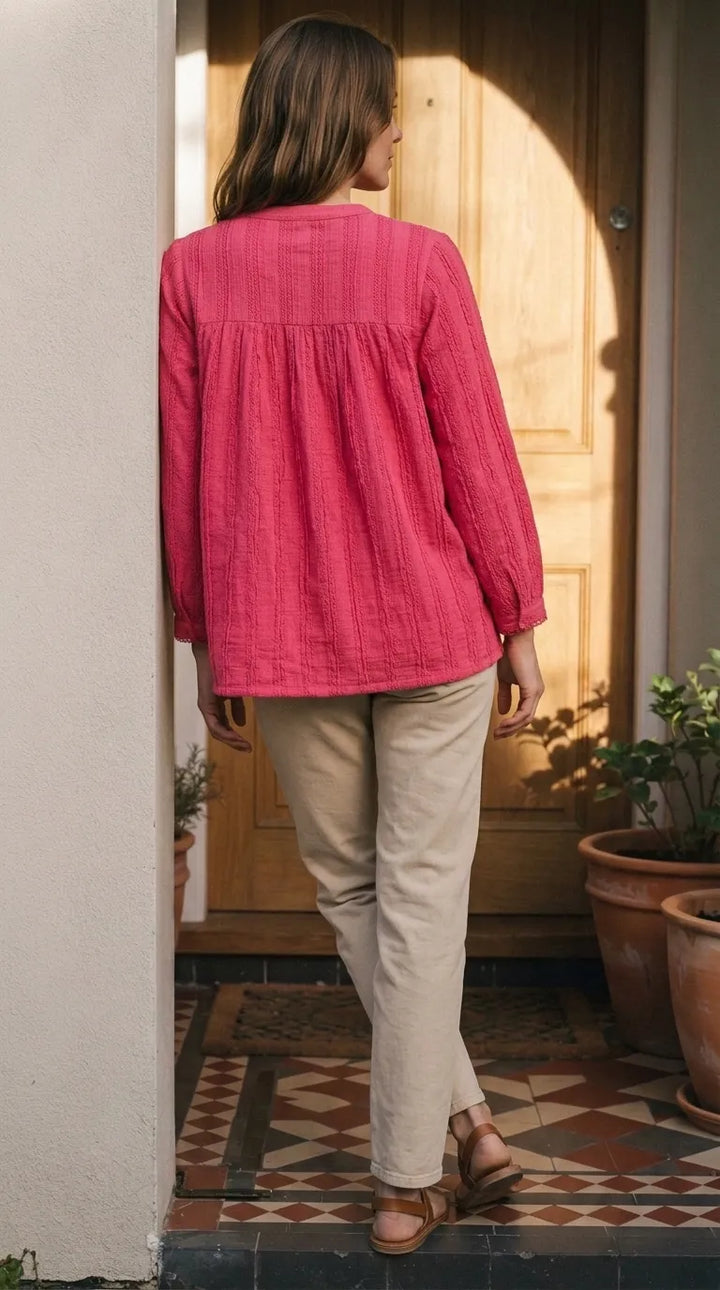 Pink Embellished Stitched Shirt PW625618
