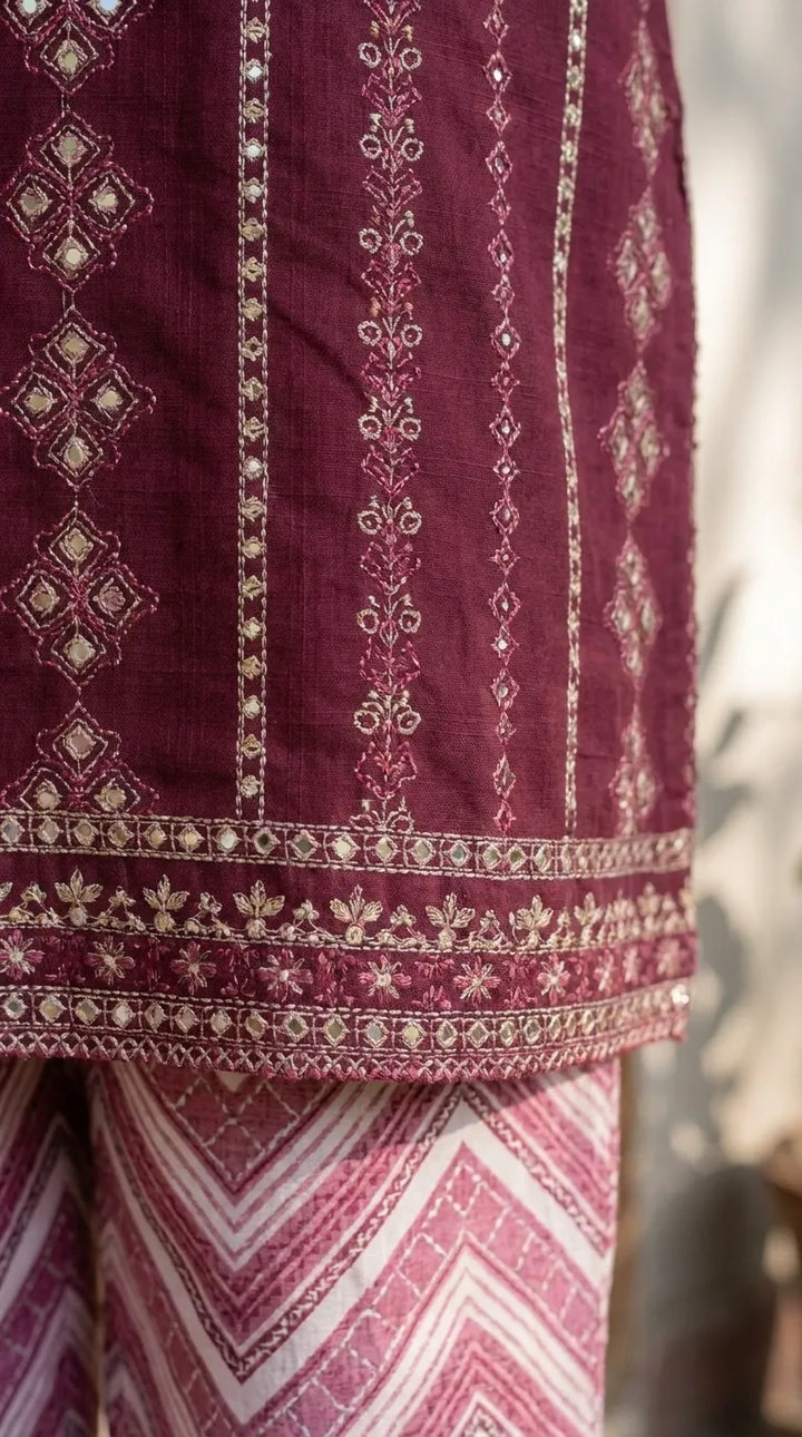 2 PC Embellished Khaddar Stitched Suit PW628405