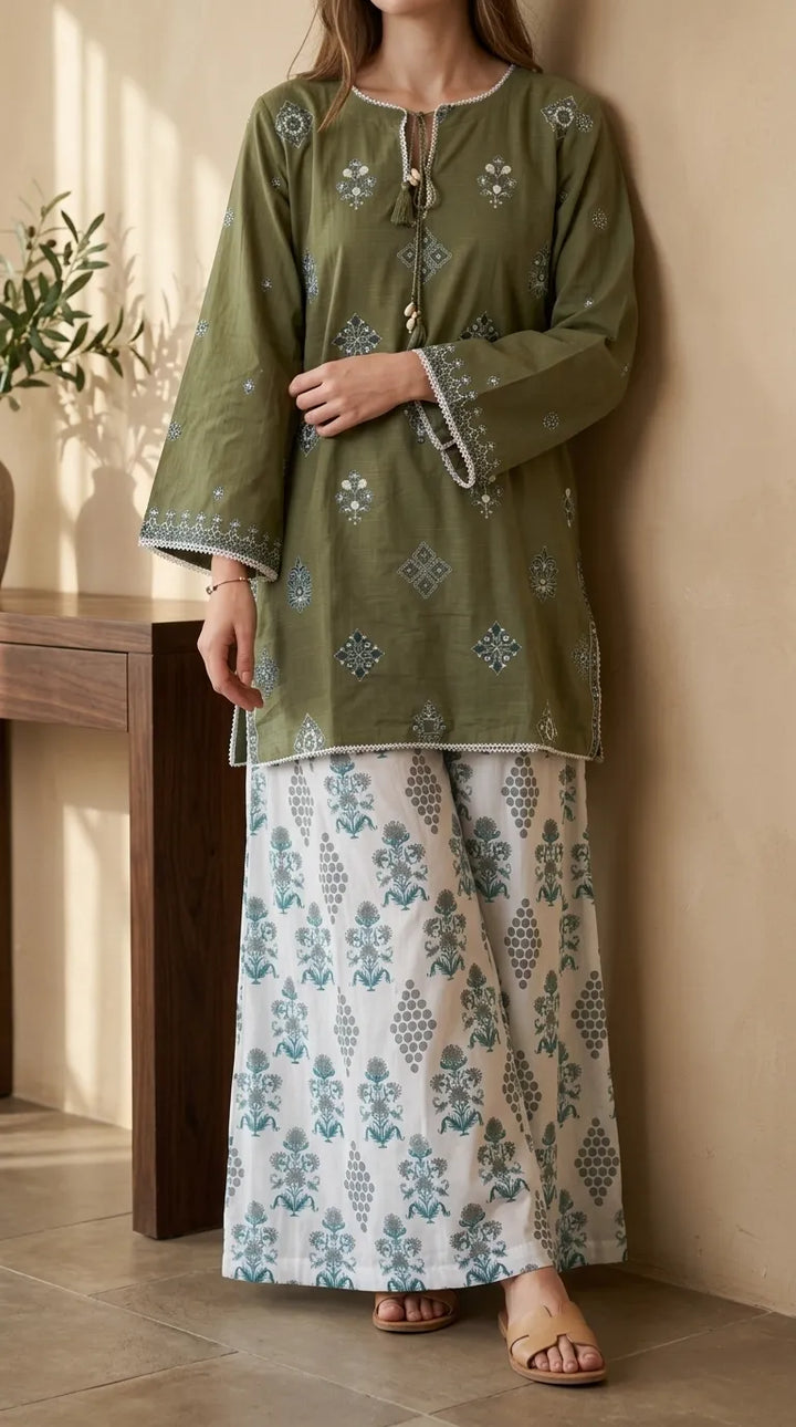 2 PC Embellished Khaddar Stitched Suit PW629211