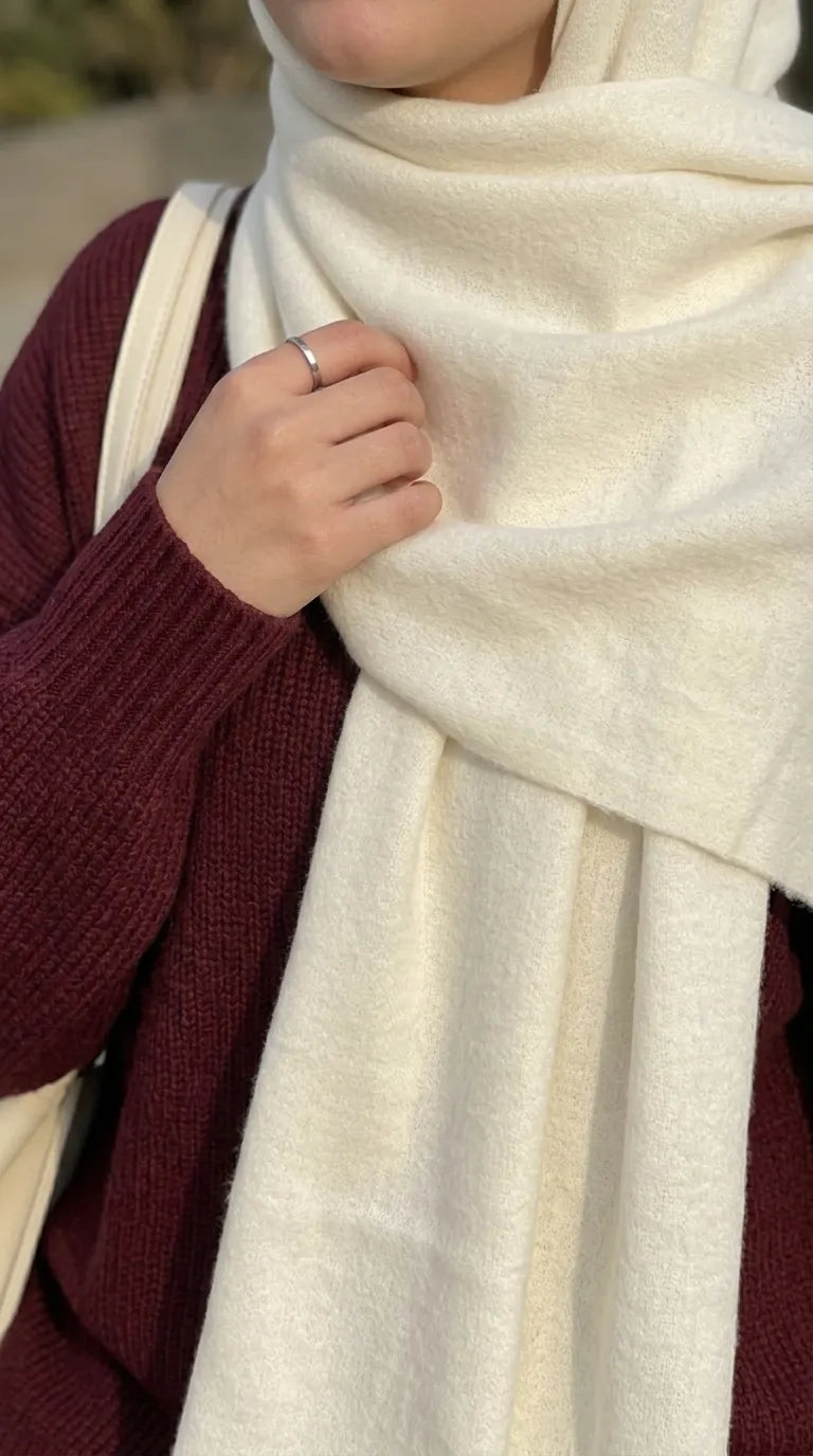 Cream Winter Acrylic Stole PW674808