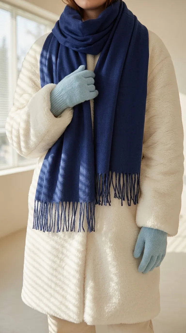 Navy Winter Acrylic Stole PW674848