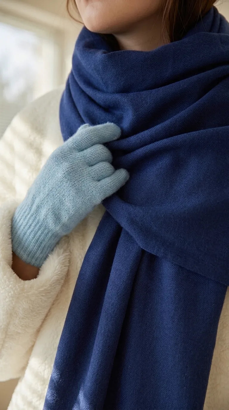 Navy Winter Acrylic Stole PW674848