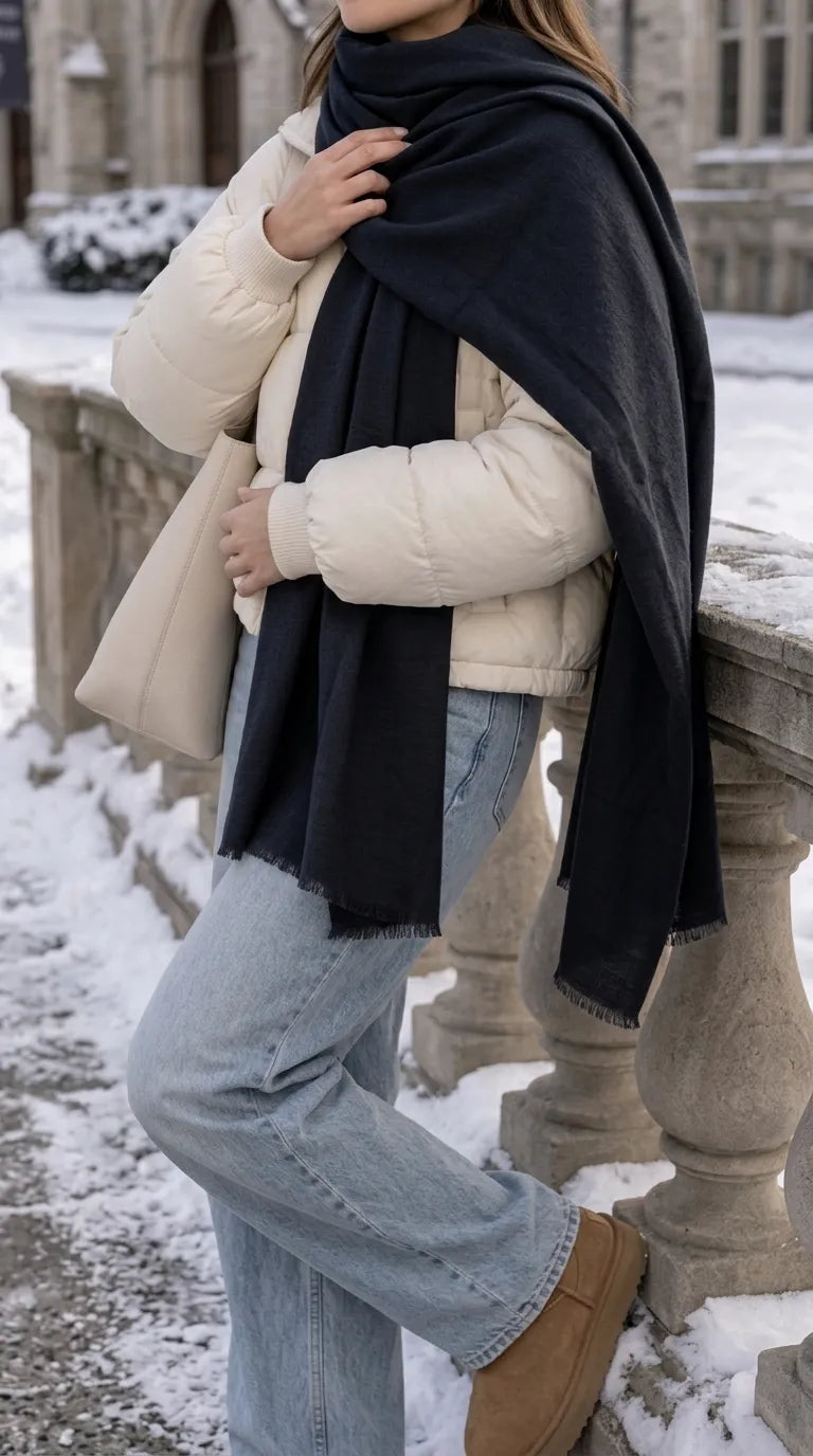 Black Winter Acrylic Stole PW675001