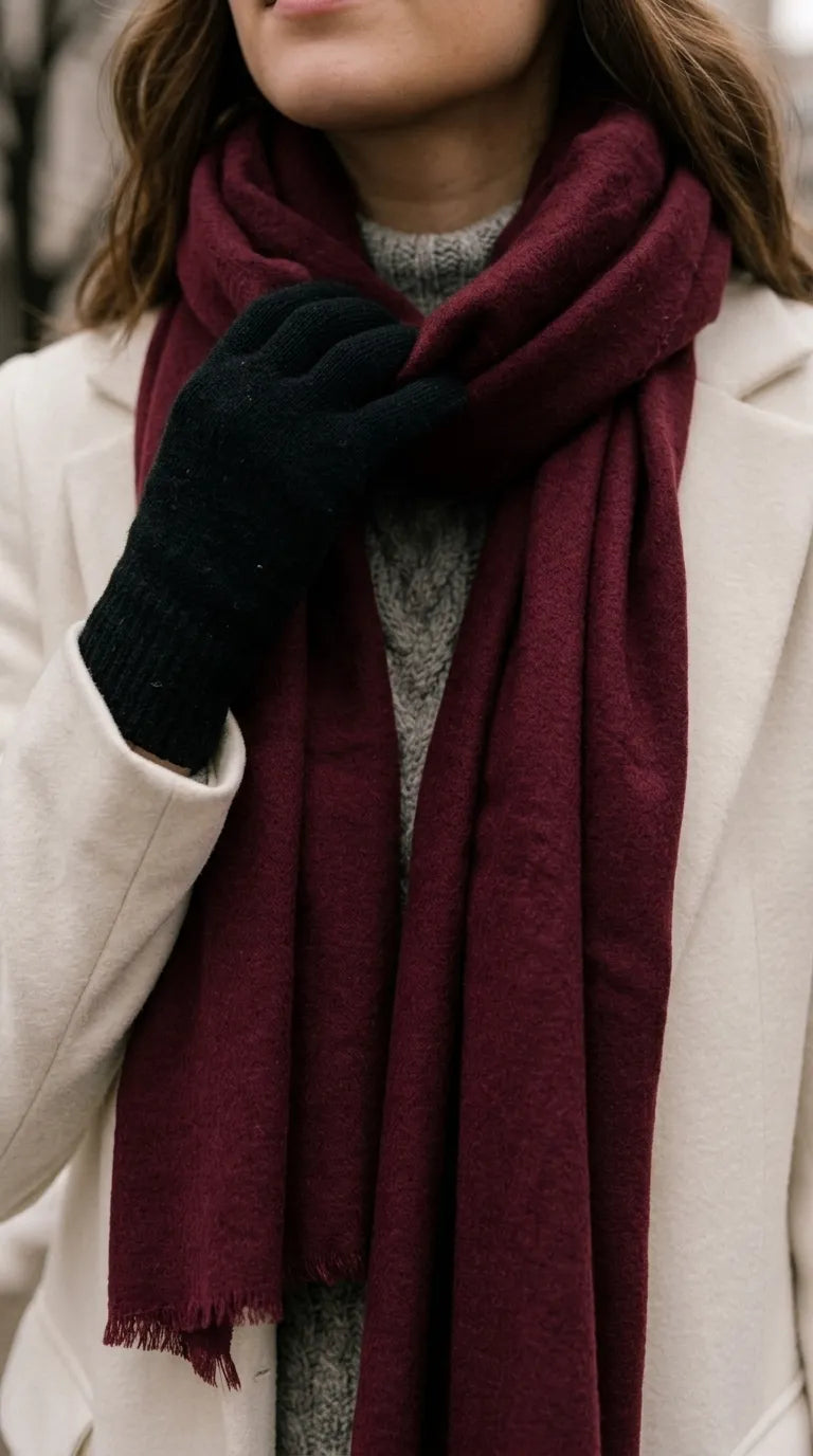 Maroon Winter Acrylic Stole PW675005