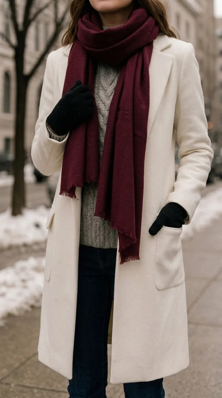 Maroon Winter Acrylic Stole PW675005
