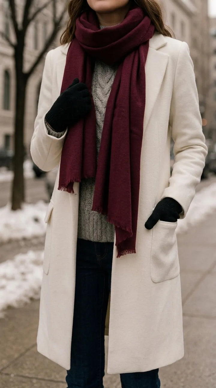 Maroon Winter Acrylic Stole PW675005