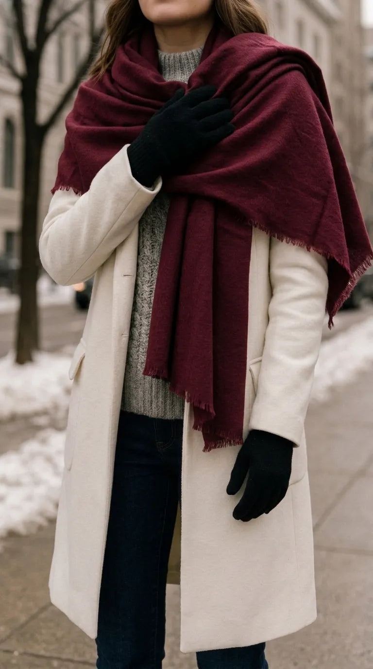 Maroon Winter Acrylic Stole PW675005