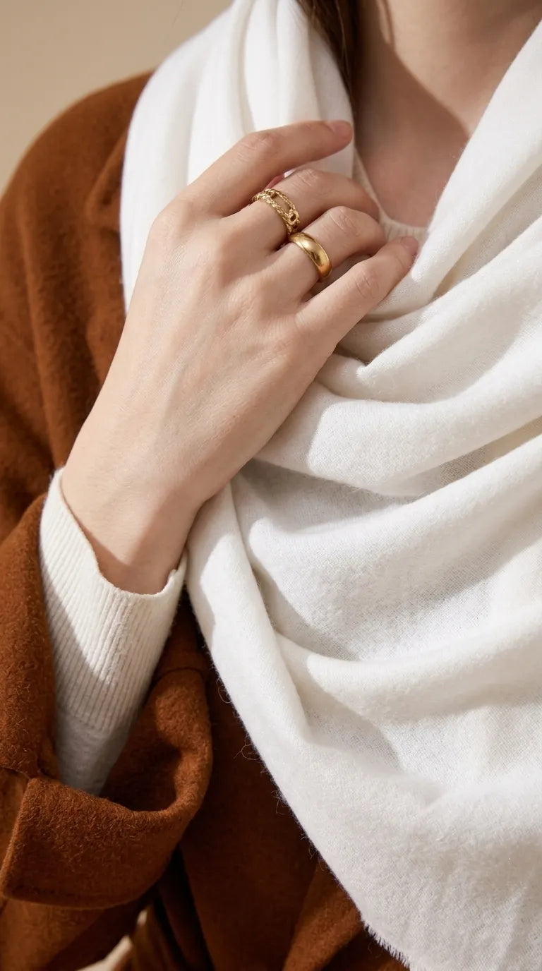 Off White Winter Acrylic Stole PW6752A6