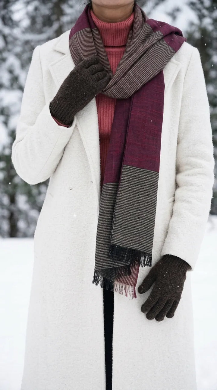 Maroon Winter Acrylic Stole PW675305