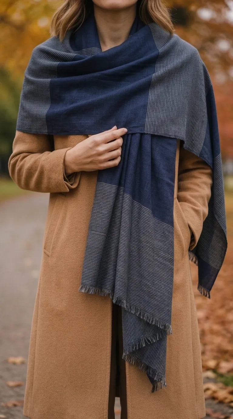 Navy Winter Acrylic Stole PW675348