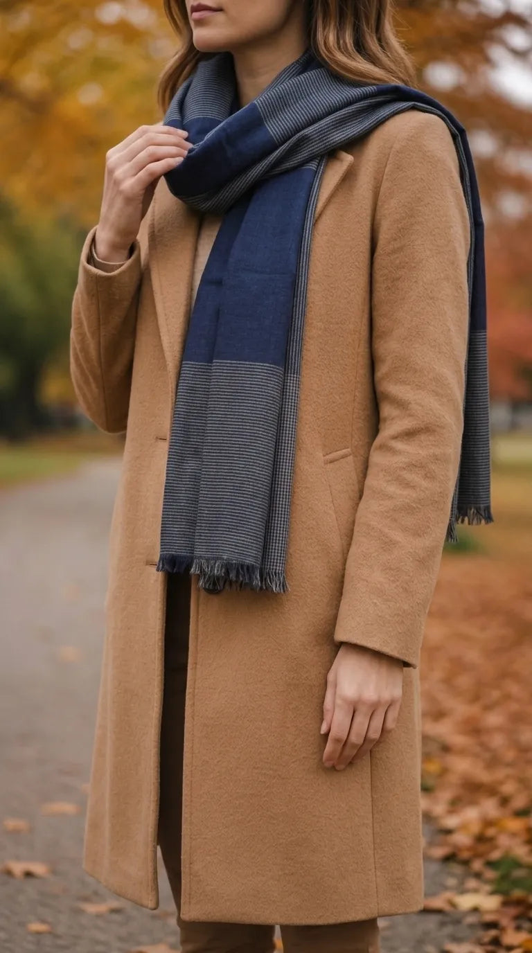Navy Winter Acrylic Stole PW675348