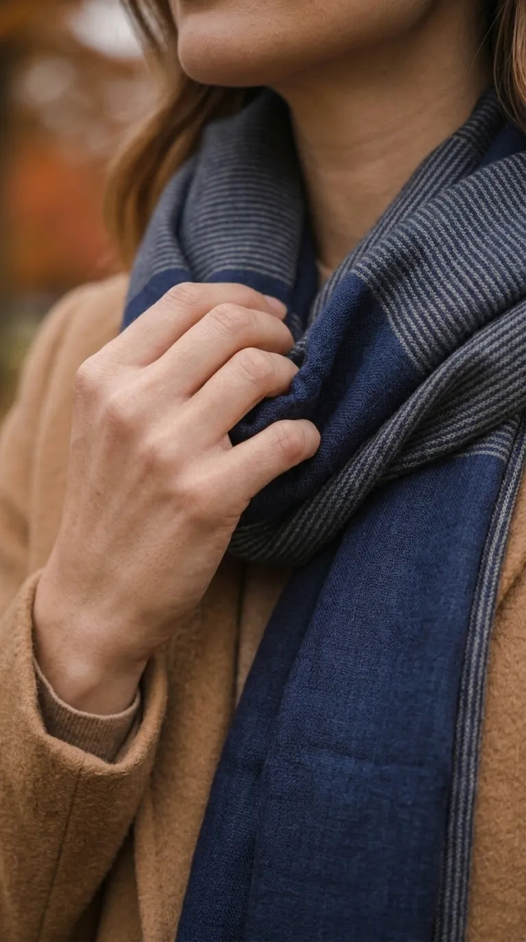 Navy Winter Acrylic Stole PW675348