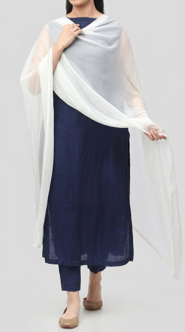 White Crinkle Chiffon Dupatta PW9791