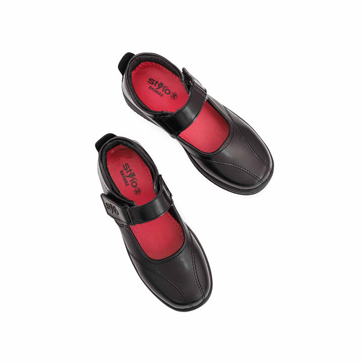 Girls Black Velcro Strap Shoes SK0052
