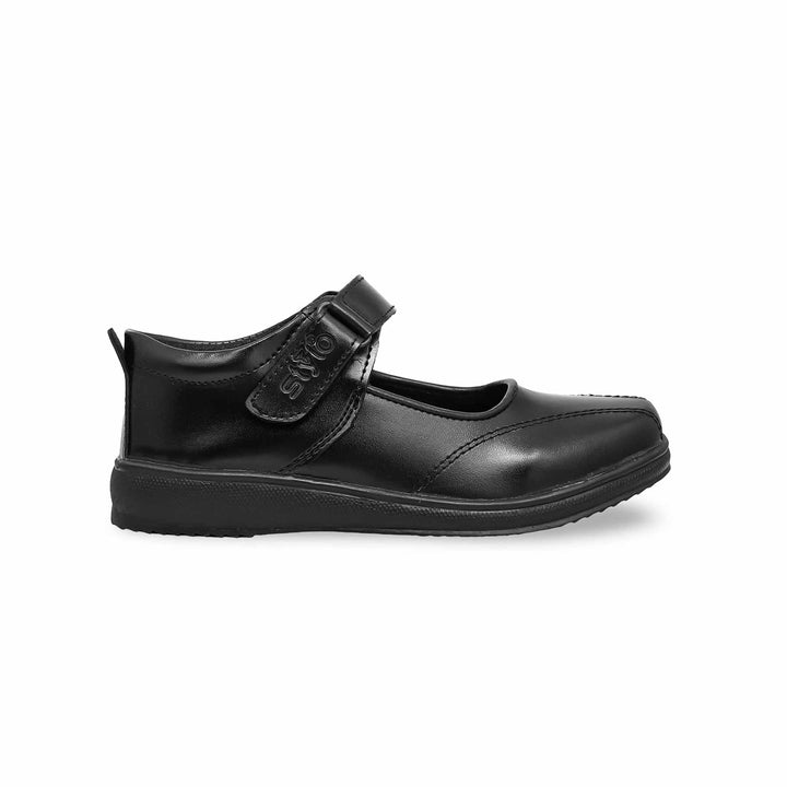 Girls Black Velcro Strap School Shoes SK0053