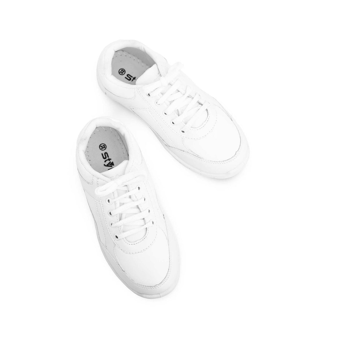 Girls White Sports School Shoes SK0057