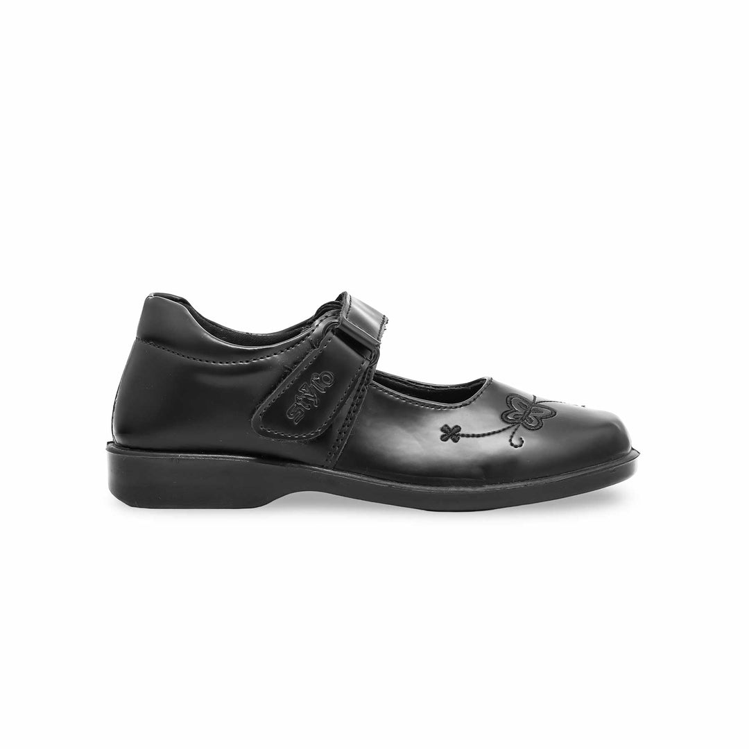 Girls Black Velcro Strap School Shoes SK0063