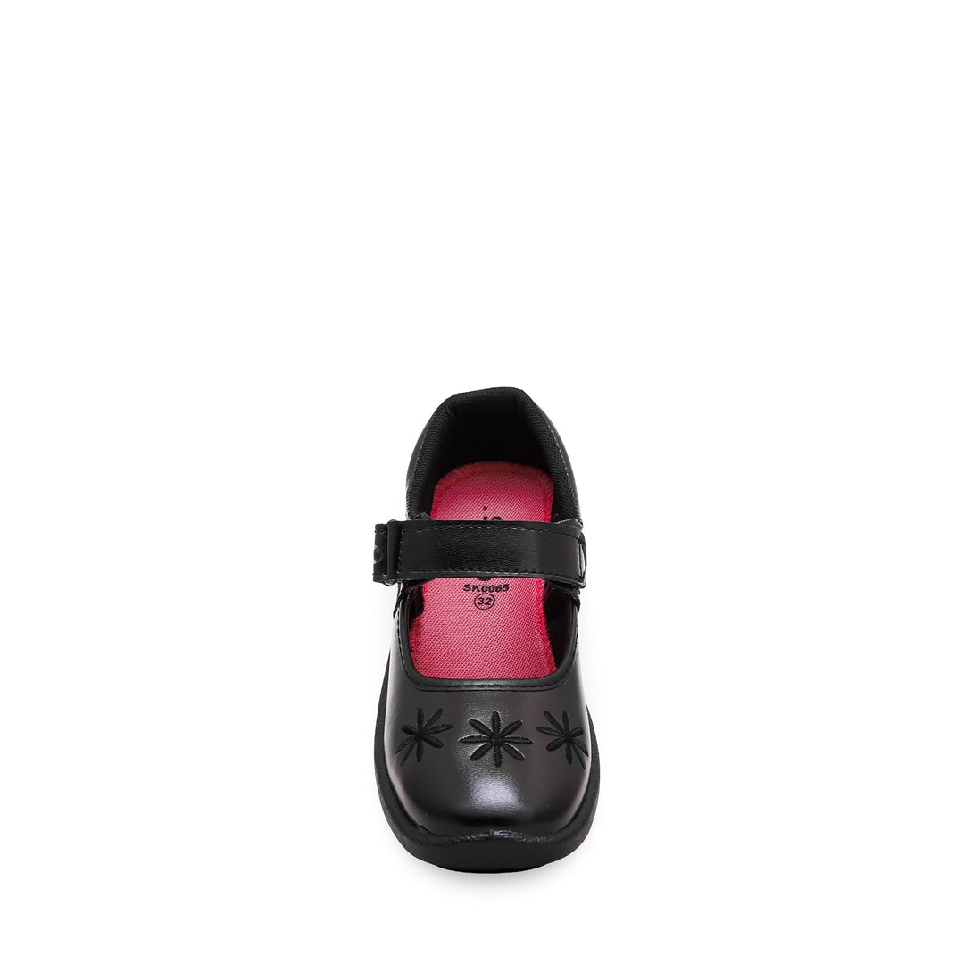 Girls Black Velcro Strap School Shoes SK0064