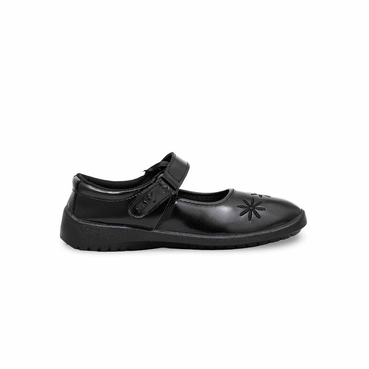 Girls Black Velcro Strap School Shoes  SK0065